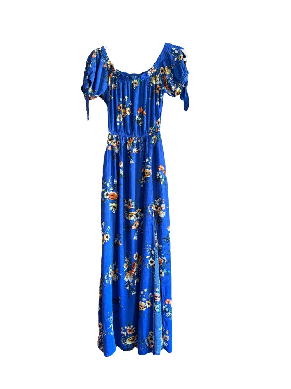 Band of Gypsies Royal Blue Floral Scoop Neck Maxi Summer Dress